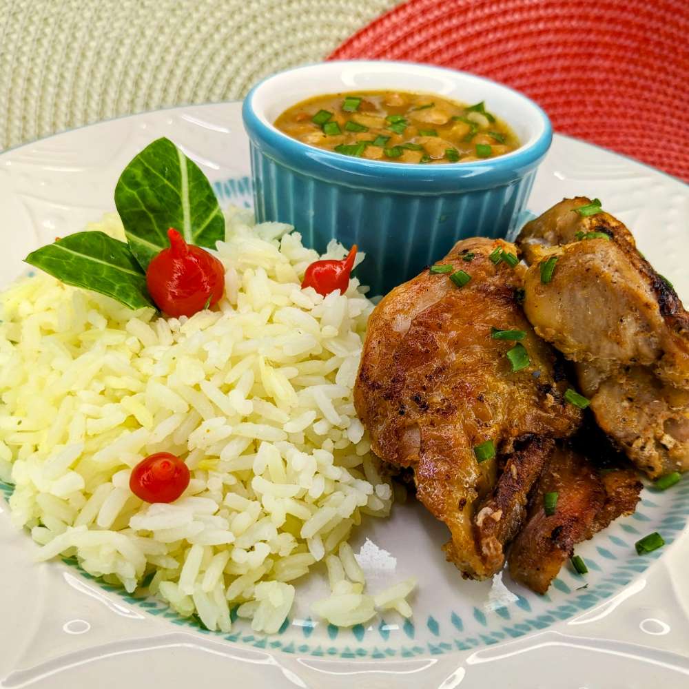 frango grelhado com arroz e feijao carioca